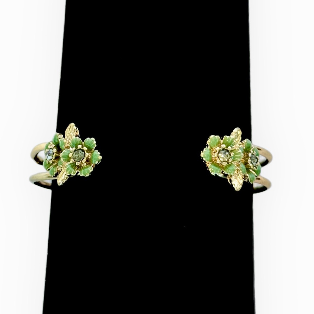 LEE ANGEL for NEIMAN MARCUS | New Mint Green Floral Cuff Bracelet | Floor Model - Picture 3 of 8